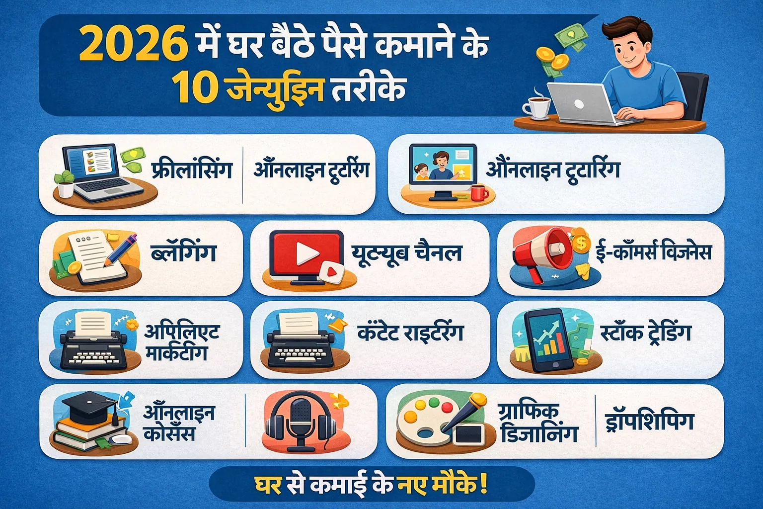 2026 me ghar baithe paise kamane ke 10 genuine tareeke